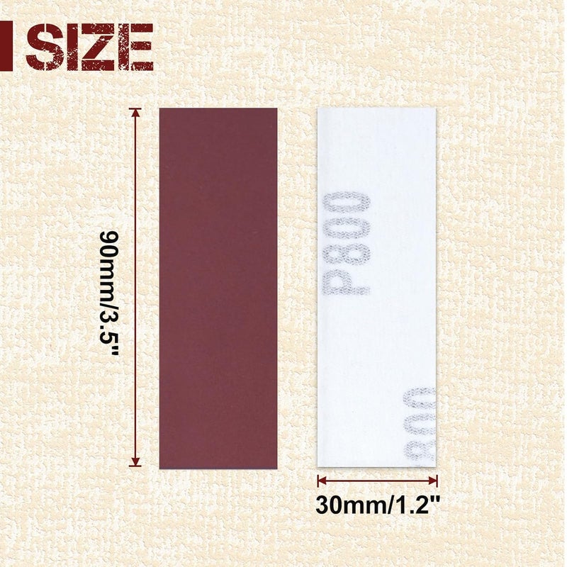 LEONTOOL 100Pcs 800 Grit Micro Detail Sander Paper Kit 3.5" x 1.2" Hook and Loop Sandpaper Strips Detail Sander Refills Finishing Sander Paper for Wood Crafts, Tight Spaces and DIY Polishing Projects - Image 2